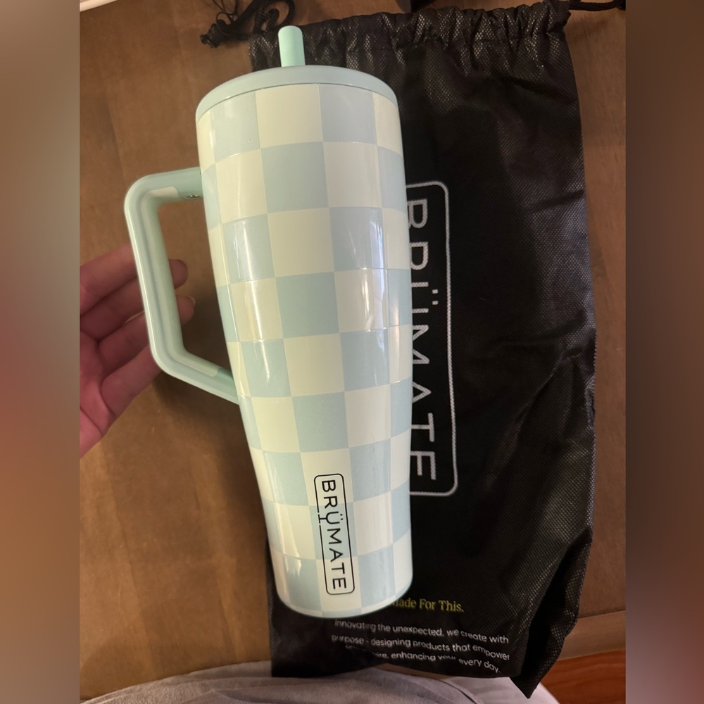 BruMate Seafoam Checked tumbler